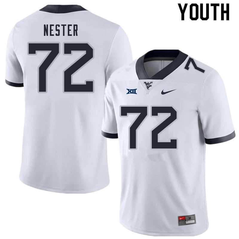 NCAA Youth Doug Nester West Virginia Mountaineers White #72 Nike Stitched Football College Authentic Jersey EV23L13WG